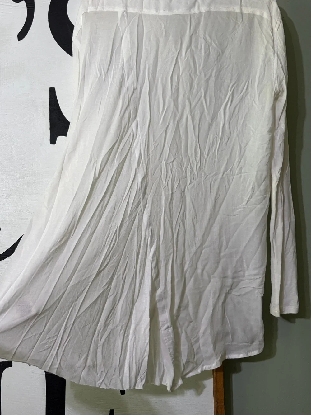 Free People Cream Lightweight Longline Shirt Jacket